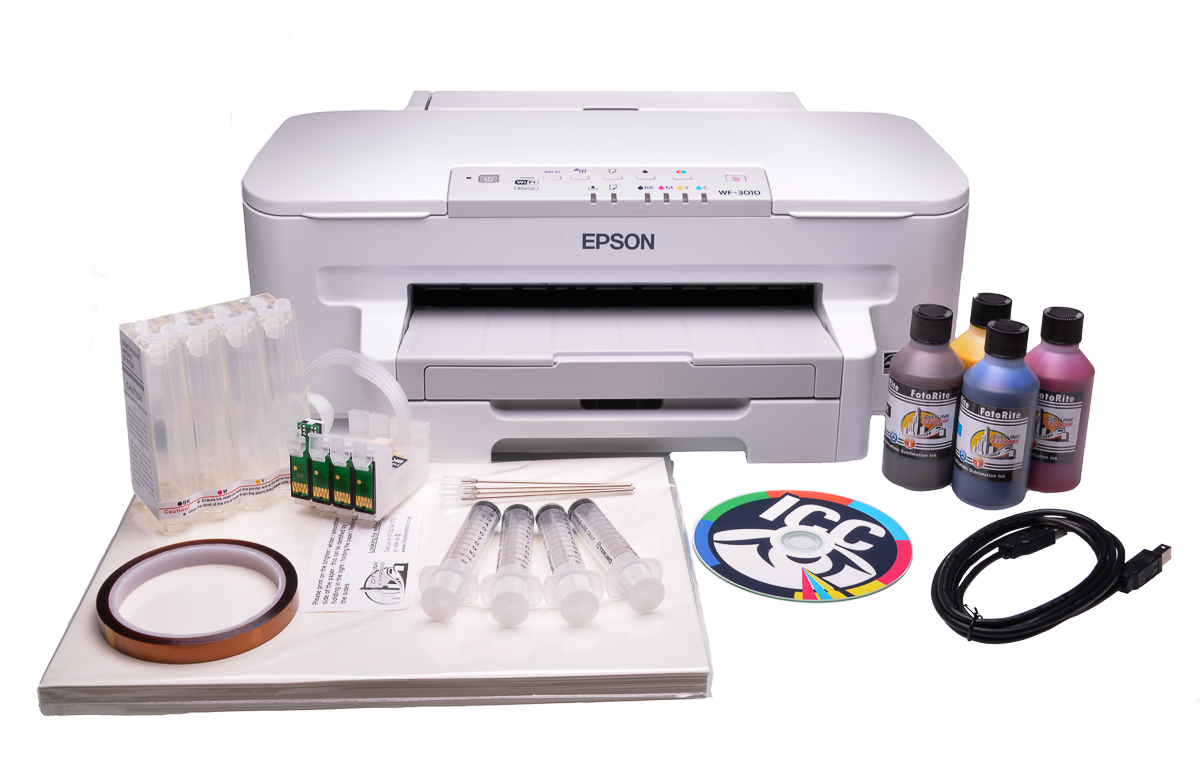 Epson Wf 3010dw A4 Sublimation Printer And Heat Transfer Ink Bundle Ciss 7143