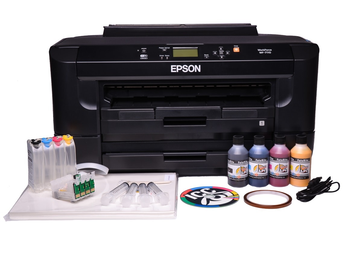 Epson 7110 dtw Sublimation ink printer bundle - with ciss and 4 x 100ml ...